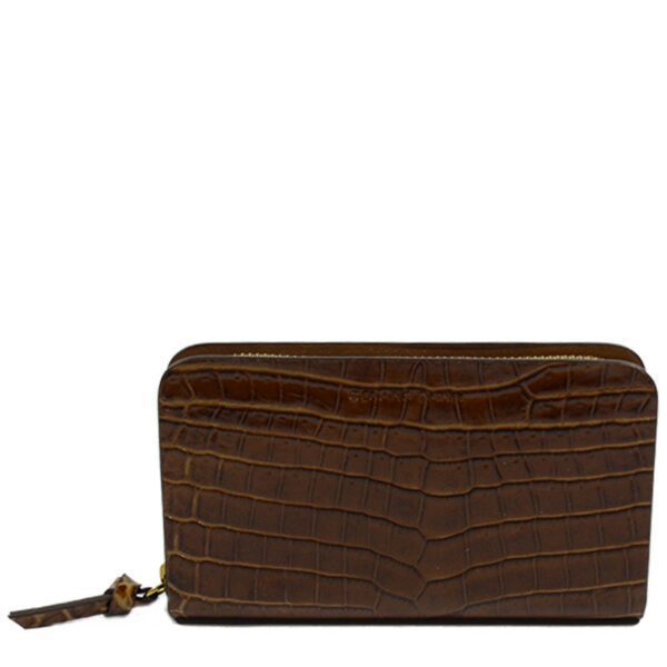 Portefeuille femme cuir croco acajou Gérard Darel