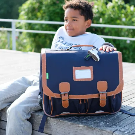 Cartable Camille bleu 38cm poche gourde Tann's