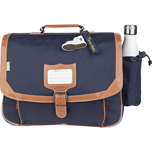 Cartable Camille bleu 38cm poche gourde Tann's