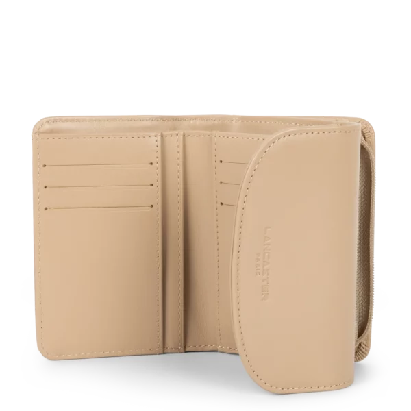 Portefeuille femme cuir Lancaster Paris PM beige foncé