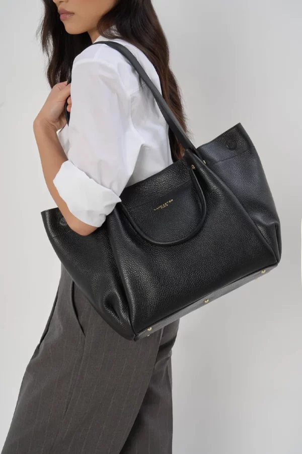 Grand sac cabas épaule Foulonne Double Louisa Lancaster noir