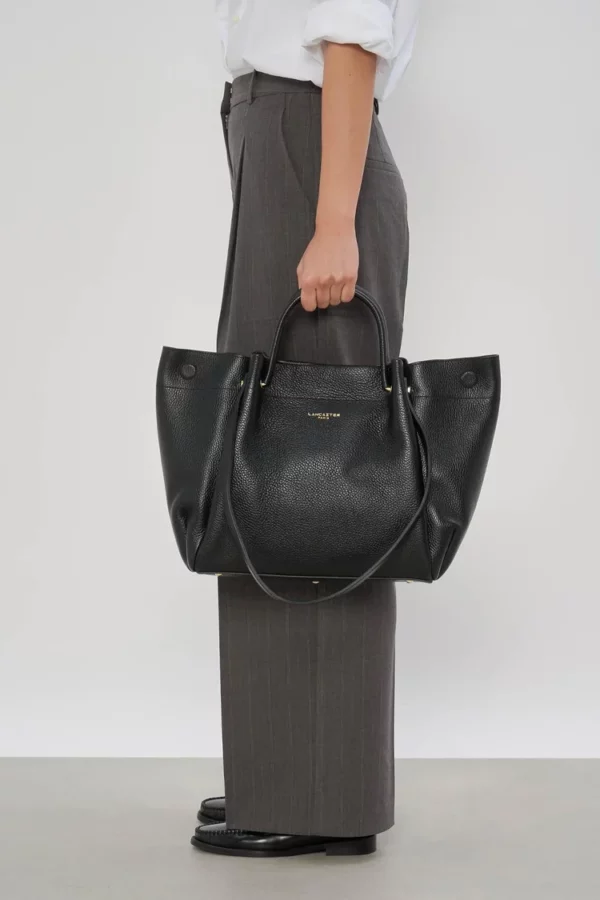 Grand sac cabas épaule Foulonne Double Louisa Lancaster noir