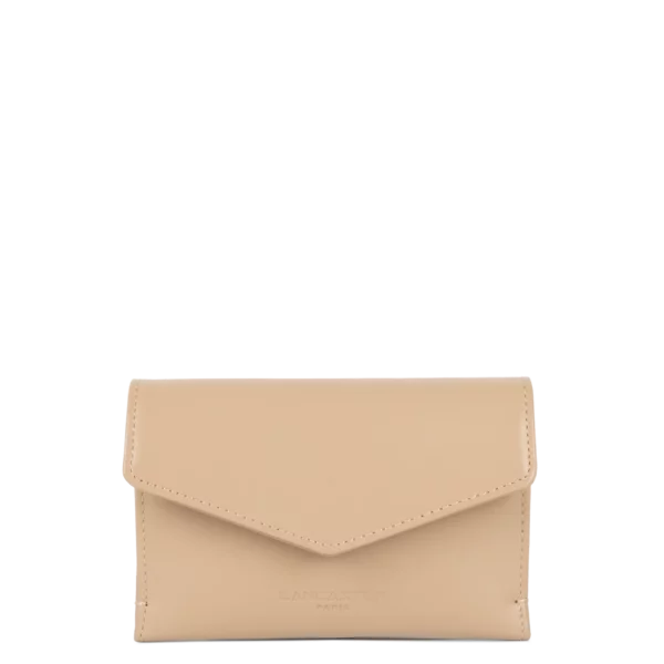Porte-cartes femme cuir Lancaster Paris PM beige foncé
