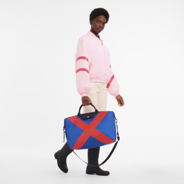Sac de voyage Longchamp Le Pliage Collection Casaque bleu/rouge