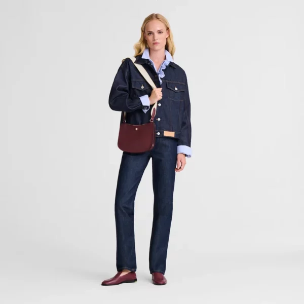 Sac bandoulière Longchamp S Epure Cuir bordeaux