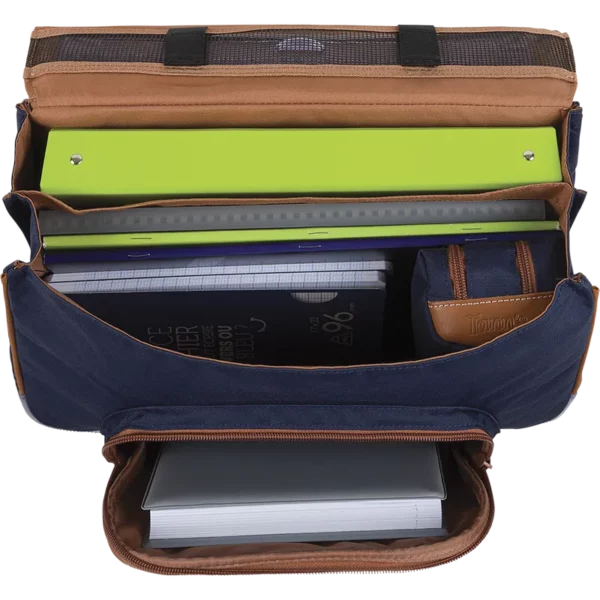 Cartable Antonia bleu 38cm poche gourde Tann's