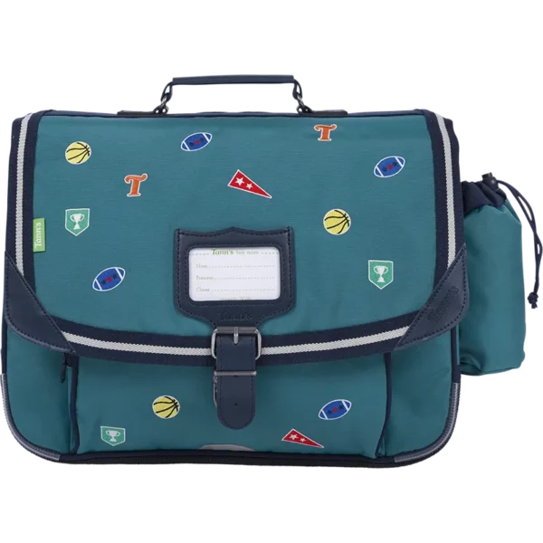 Cartable Dan vert 38cm poche gourde Tann's