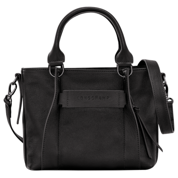 Sac porté main S Longchamp 3D cuir - noir
