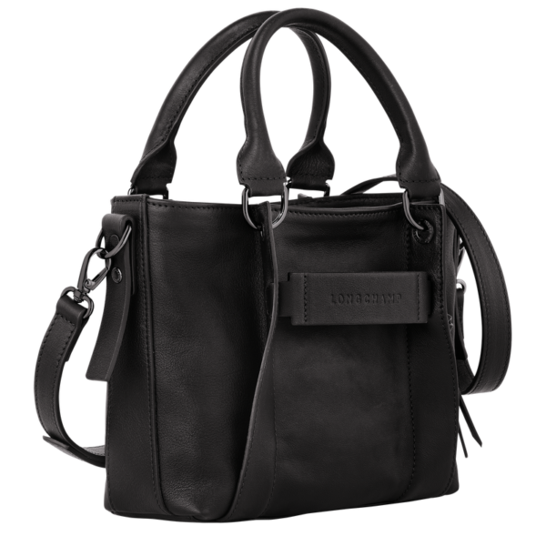 Sac porté main S Longchamp 3D cuir - noir