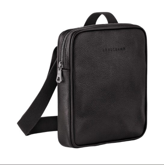 Sac bandoulière Foulonné Longchamp - Cuir - noir