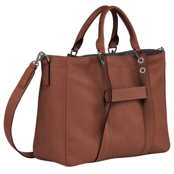 Sac porté main L Longchamp 3D cuir - cognac