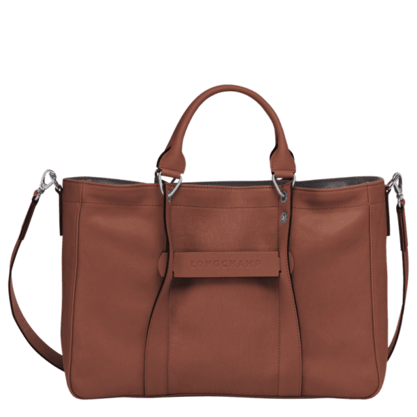 Sac porté main L Longchamp 3D cuir - cognac