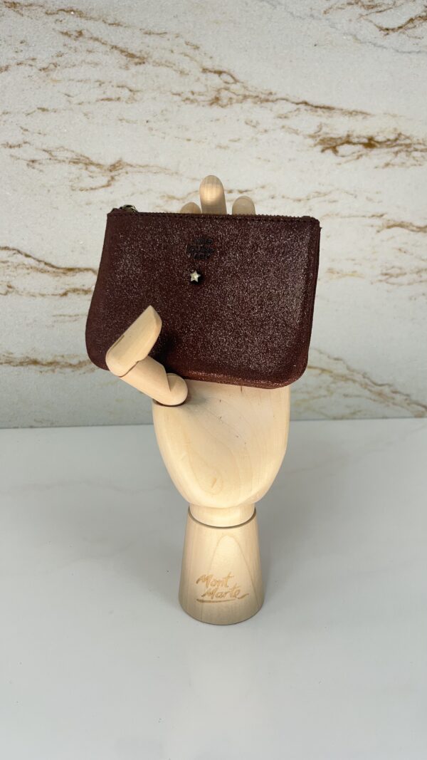 Porte-monnaie Briny XS X cuir effet pailleté auburn Mila Louise