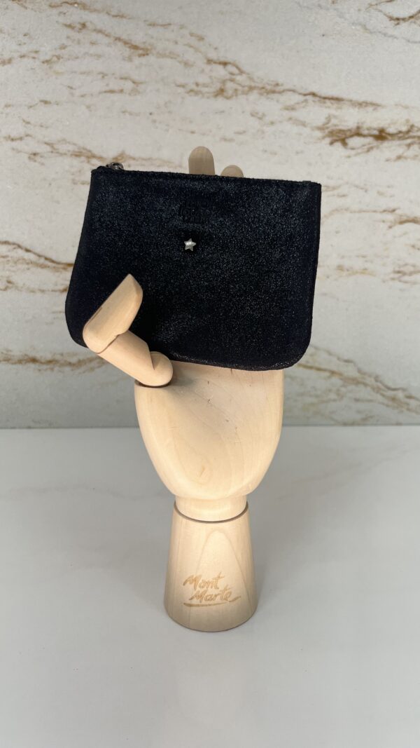 Porte-monnaie Briny XS X paillettes cuir Noir Mila Louise