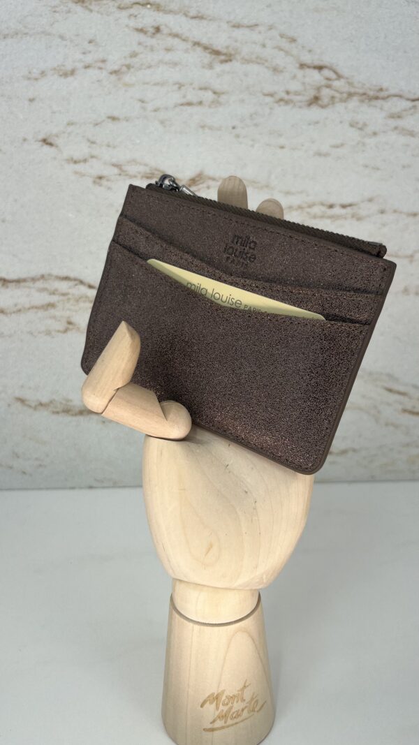 Porte-cartes / porte monnaie Rolae X paillettes Mila Louise fumé kaki