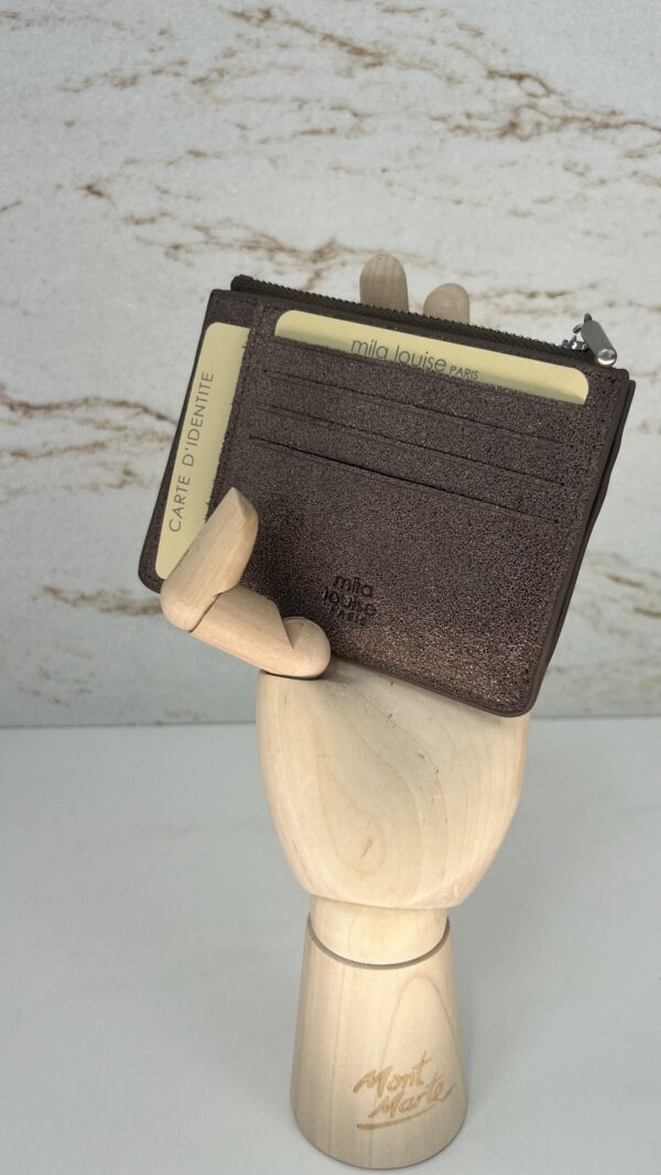 Porte-cartes / porte monnaie Rolae X paillettes Mila Louise fumé kaki