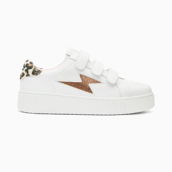 Baskets éclair Sansa blanc et léopard à scratchs Vanessa WU