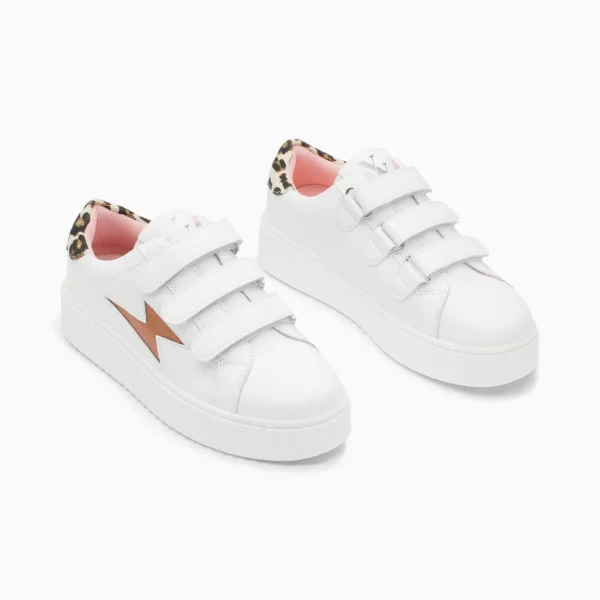 Baskets éclair Sansa blanc et léopard à scratchs Vanessa WU