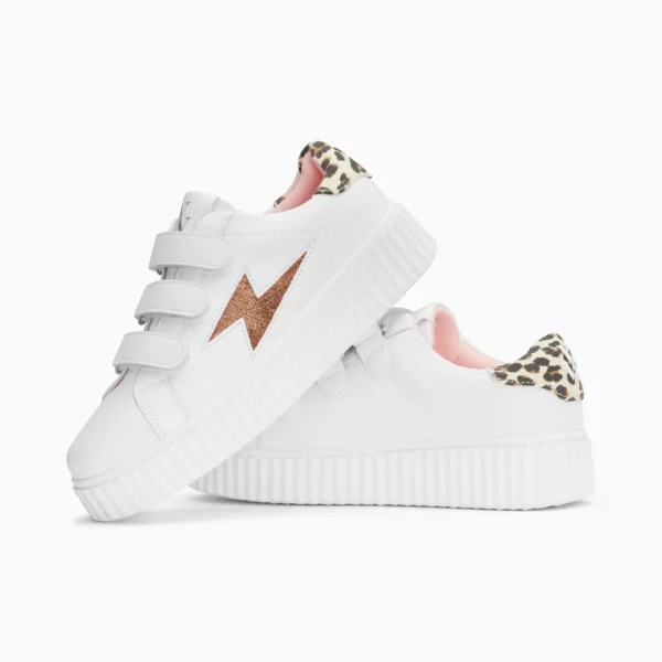 Baskets éclair Sansa blanc et léopard à scratchs Vanessa WU