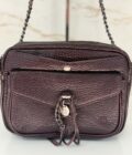 Sac bandoulière Orélia E1 Mila Louise en cuir rouge/bordeaux