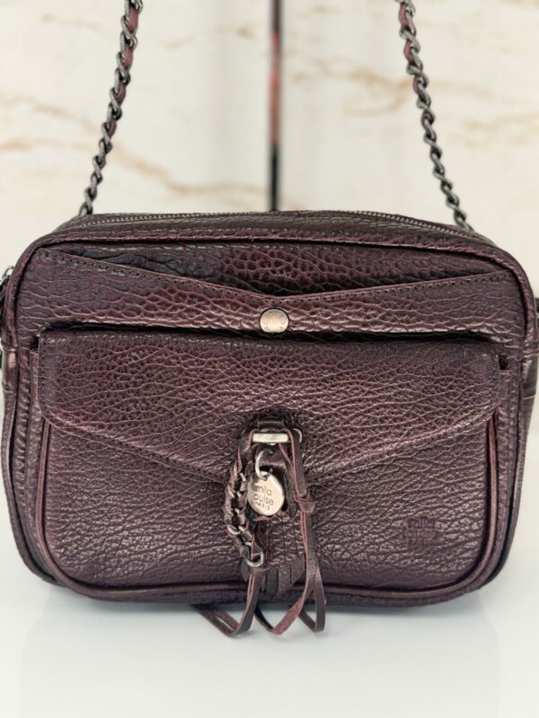 Sac bandoulière Orélia E1 Mila Louise en cuir rouge/bordeaux