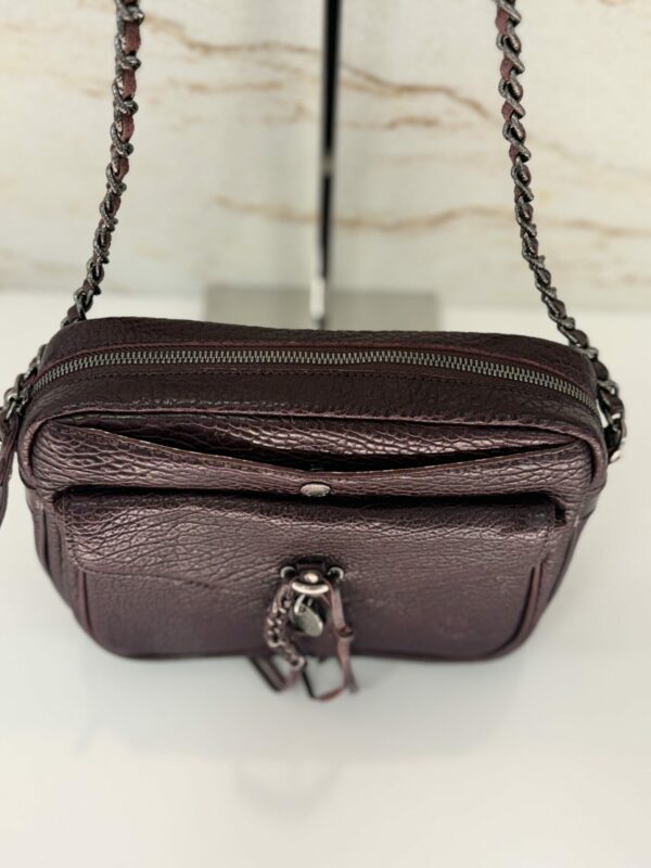 Sac bandoulière Orélia E1 Mila Louise en cuir rouge/bordeaux