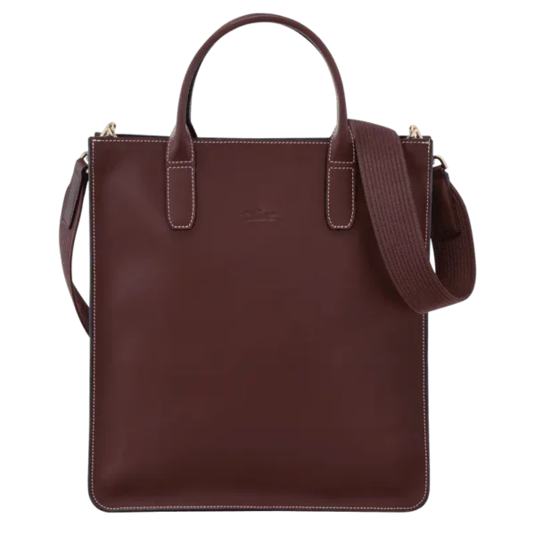 Sac Cabas cuir Longchamp M Le Foulonné In Plum prune