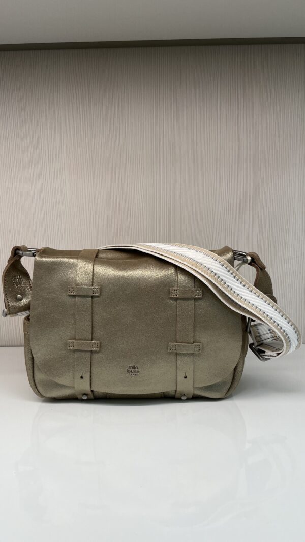 Sac besace cartable Bessy X cuir Mila Louise crème