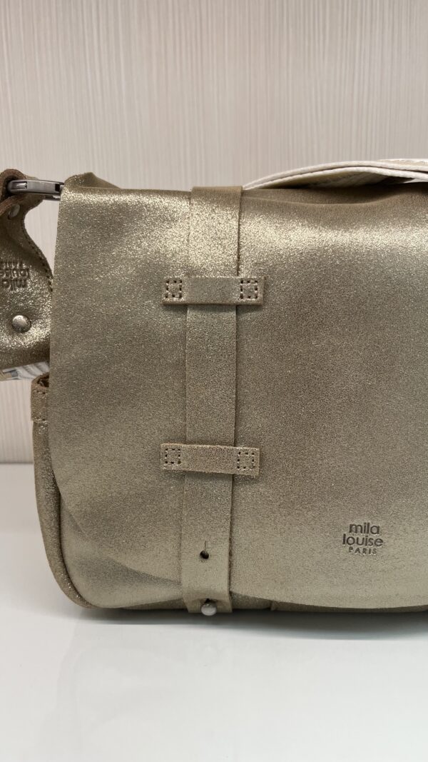 Sac besace cartable Bessy X cuir Mila Louise crème