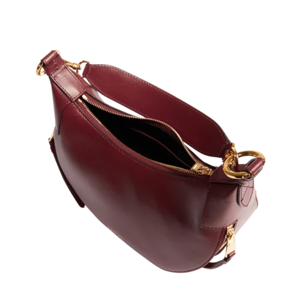 Sac Besace Hobo cuir S Origami cassis