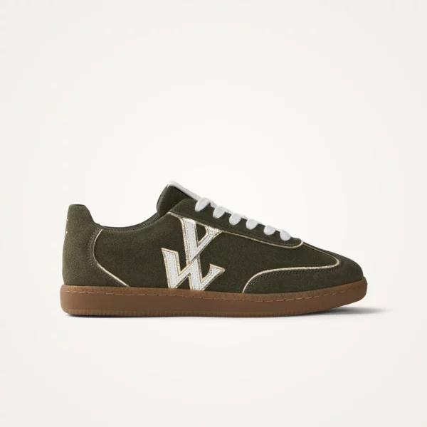 Baskets monogramme Sarah vert kaki à semelle rétro