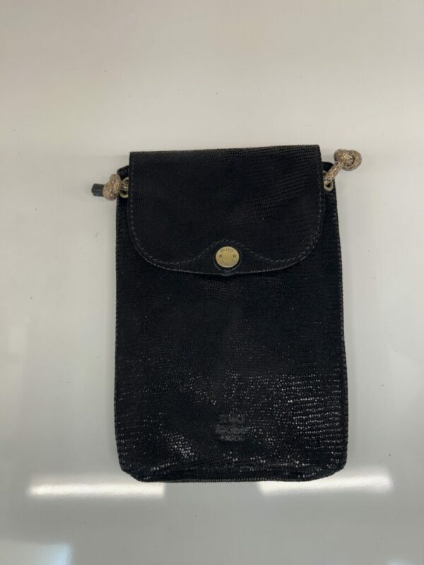 Sac porte téléphone Roel Noir cuir effet lézard Mila Louise