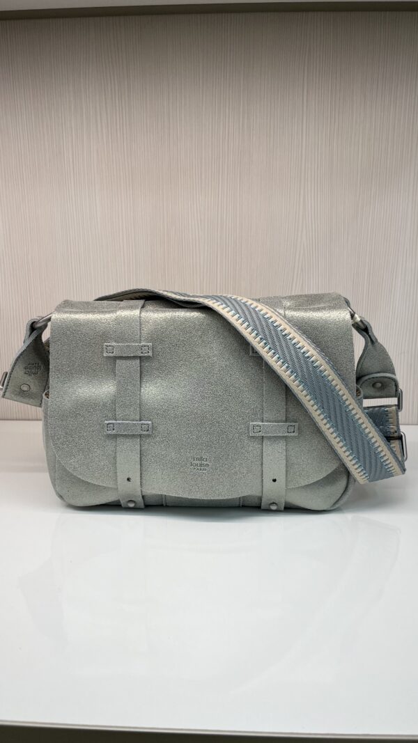 Sac besace cartable Bessy X cuir Mila Louise azur