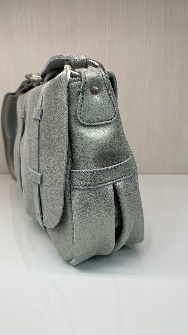 Sac besace cartable Bessy X cuir Mila Louise azur