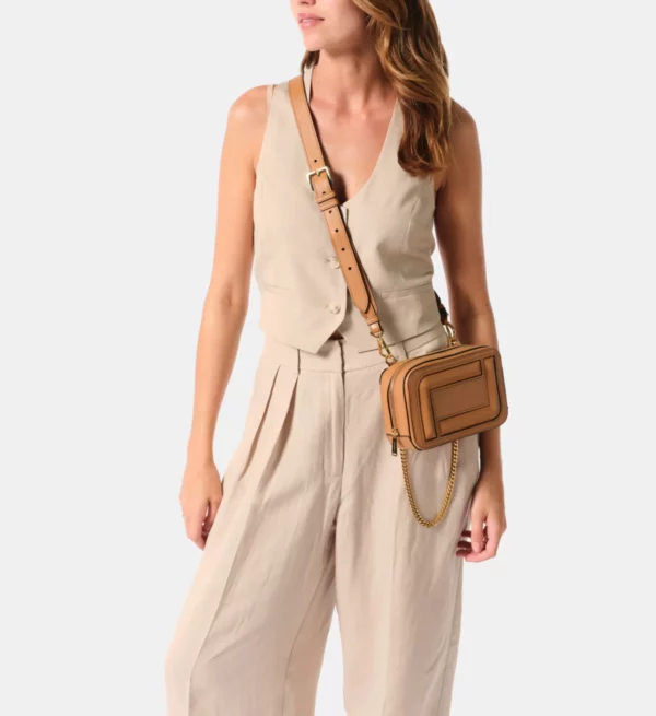 Sac besace Camera Angele Lancel cuir camel