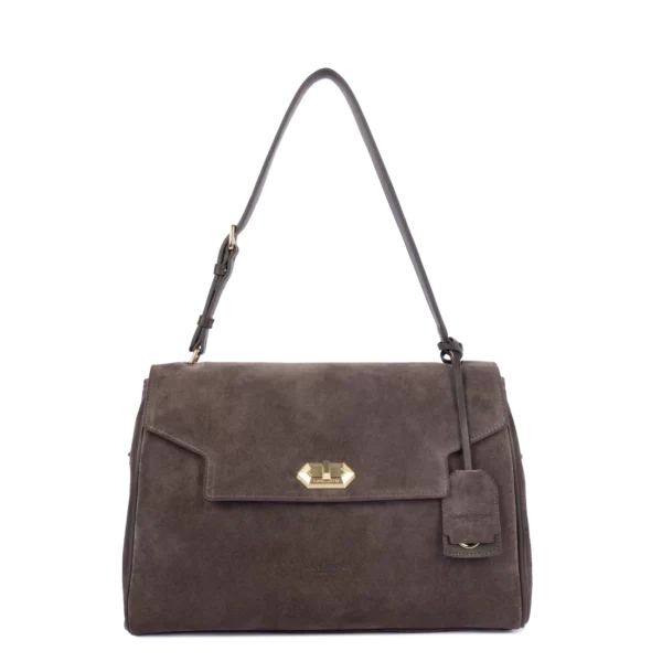 Grand sac cabas épaule suède Grace Lancaster marron