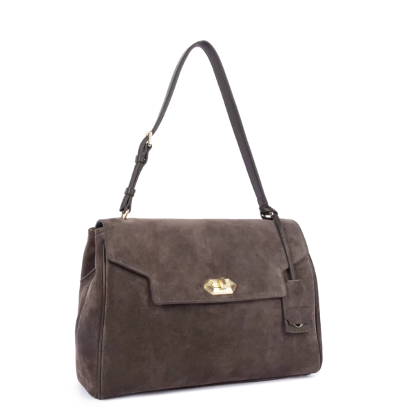 Grand sac cabas épaule suède Grace Lancaster marron