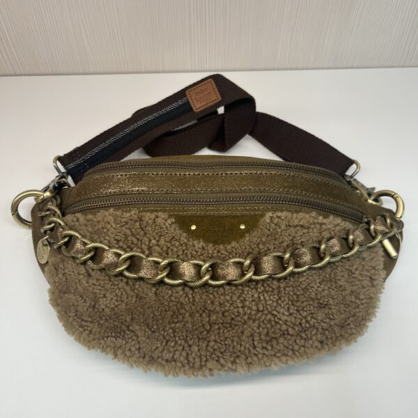 Sac banane Petra daim et shearling kiwi Mila Louise