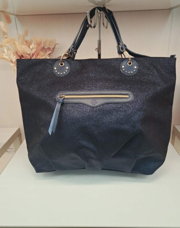 Sac cabas NISA AR24 cuir encre bleu Mila Louise