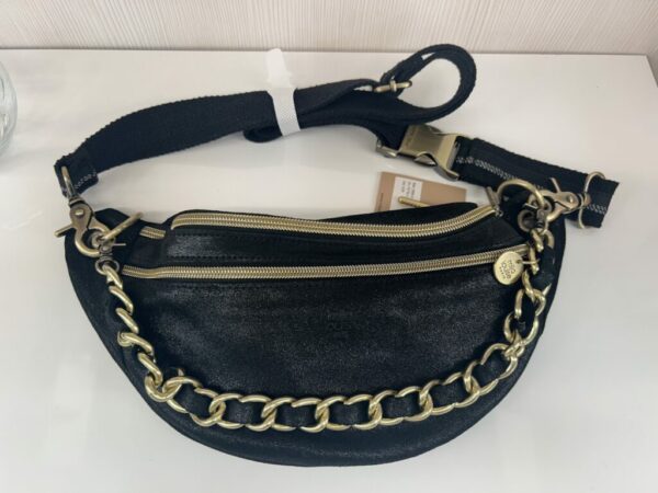 Sac banane Petra Mila Louise cuir paillettes noir