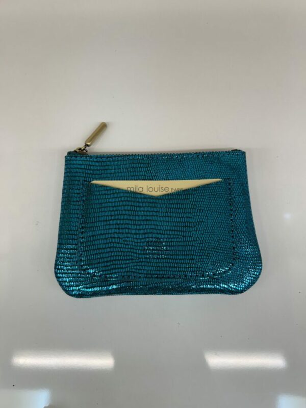 Porte-monnaie Lias cuir effet lézard turquoise Mila Louise
