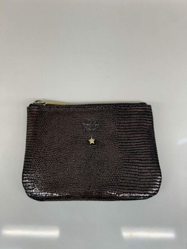 Porte-monnaie Briny cuir effet lézard noir Mila Louise
