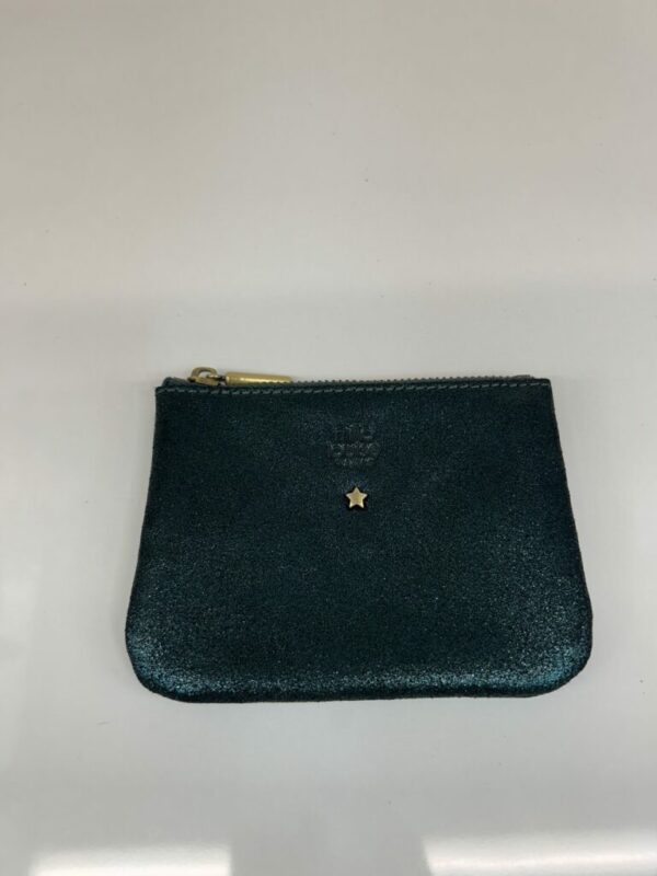 Porte-monnaie Briny cuir effet pailleté vert Mila Louise