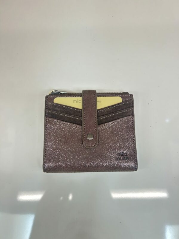 Porte-carte SIDO cuir effet paillettes taupe Mila Louise