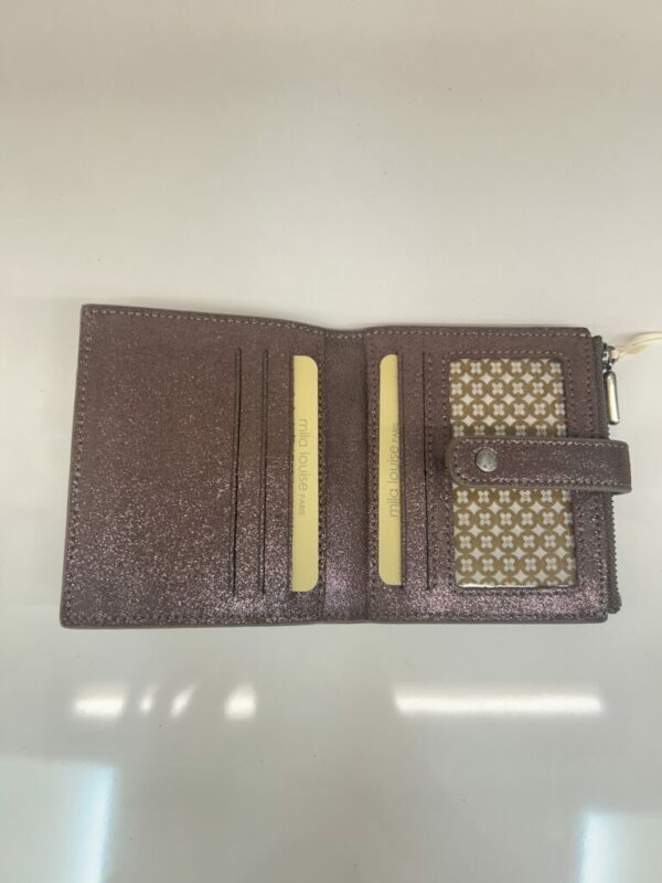 Porte-carte SIDO cuir effet paillettes taupe Mila Louise