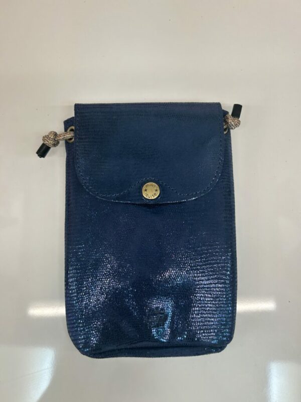 Sac porte téléphone Roel bleu cuir effet lézard Mila Louise