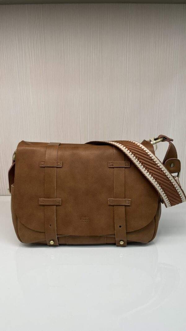 Sac besace cartable Bessy C cuir Mila Louise camel