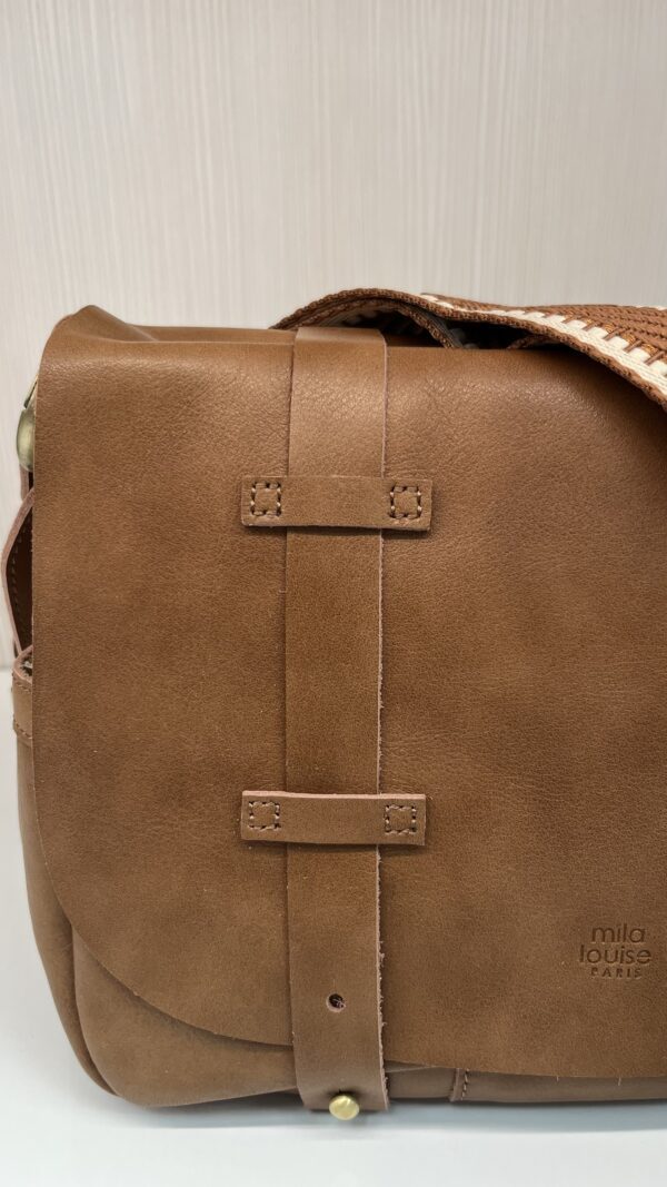 Sac besace cartable Bessy C cuir Mila Louise camel