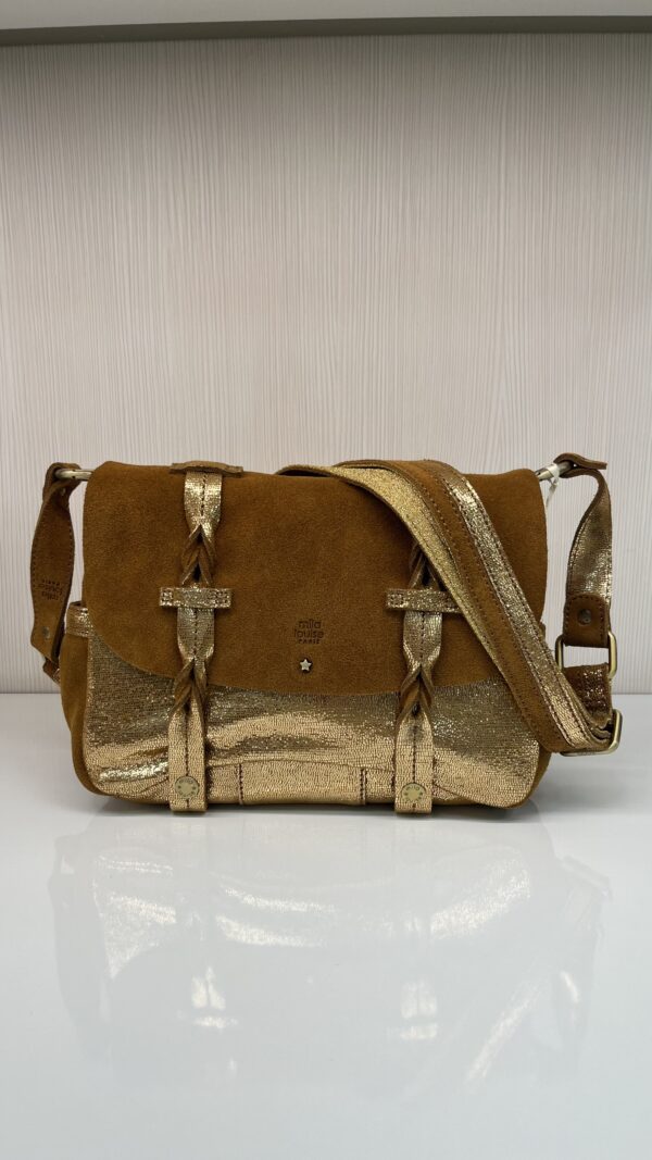Sac cartable besace Aless RXV cuir Mila Louise camel