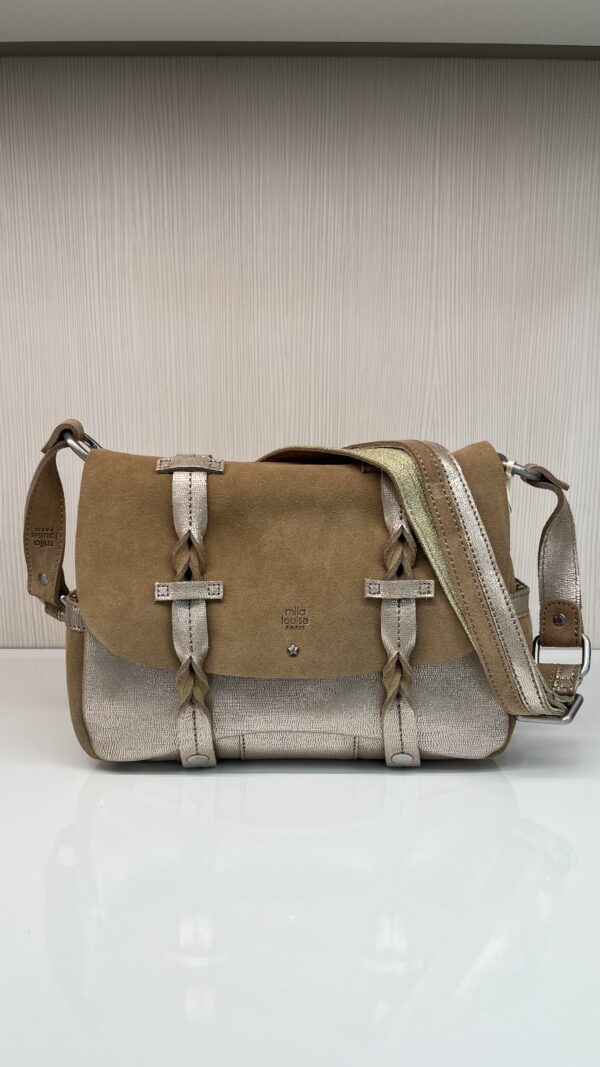 Sac cartable besace Aless RXV cuir Mila Louise crème